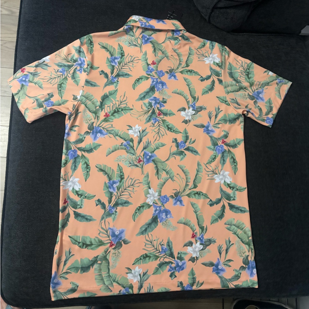 Bad Birdie Mens Golf Polo Shirt Flora Fiesta Floral Short Sleeve Sz S NWT - Picture 3 of 3